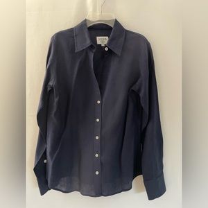 BEAUTIFUL BLUE NAVY BOTTOM DOWN SHIRT, 100% LINEN.